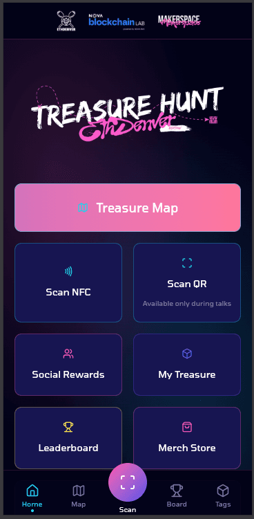 Treasure Hunt home screen at ETHDenver